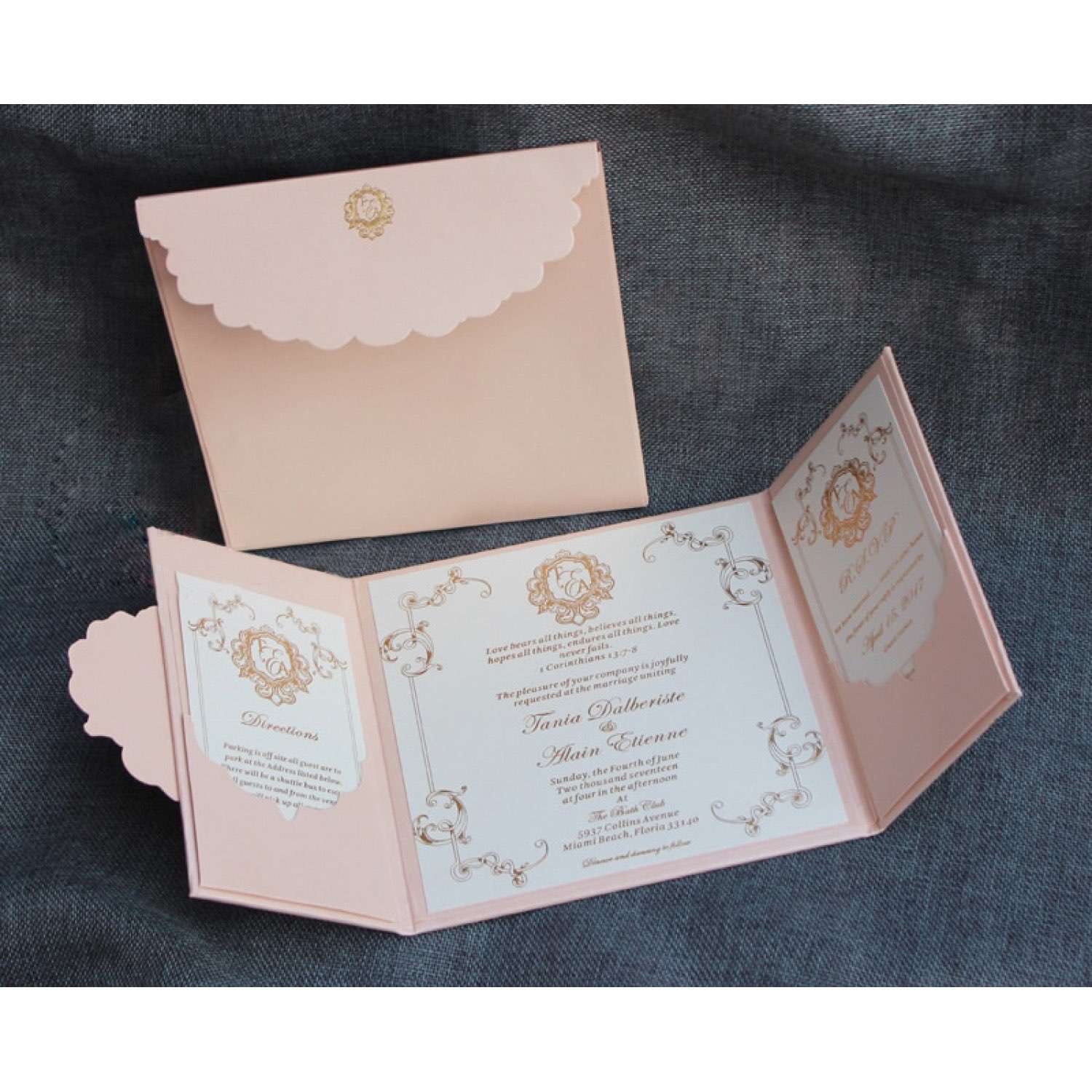 Pink Invitation Card With Hard Cover Foiling Printing Wedding Invitation Card